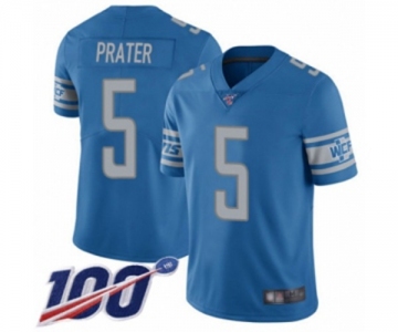 Men's Detroit Lions #5 Matt Prater Blue Team Color Vapor Untouchable Limited Player 100th Season Football Jersey