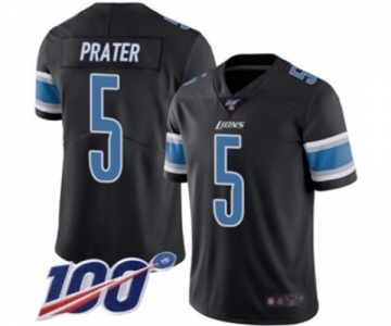 Men's Detroit Lions #5 Matt Prater Limited Black Rush Vapor Untouchable 100th Season Football Jersey