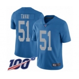 Men's Detroit Lions #51 Jahlani Tavai Blue Alternate Vapor Untouchable Limited Player 100th Season Football Jersey