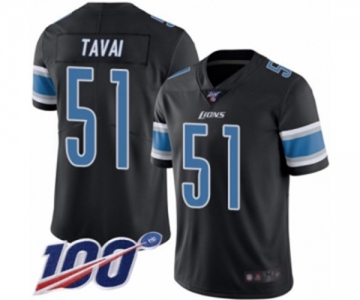 Men's Detroit Lions #51 Jahlani Tavai Limited Black Rush Vapor Untouchable 100th Season Football Jersey