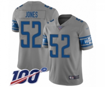 Men's Detroit Lions #52 Christian Jones Limited Gray Inverted Legend 100th Season Football Jersey