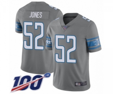 Men's Detroit Lions #52 Christian Jones Limited Steel Rush Vapor Untouchable 100th Season Football Jersey