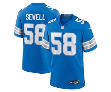 Men's Detroit Lions #58 Penei Sewell Blue 2024 F.U.S.E. Vapor Limited Stitched Jersey