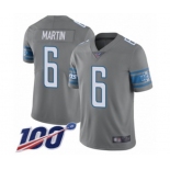 Men's Detroit Lions #6 Sam Martin Limited Steel Rush Vapor Untouchable 100th Season Football Jersey