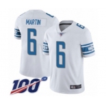 Men's Detroit Lions #6 Sam Martin White Vapor Untouchable Limited Player 100th Season Football Jersey