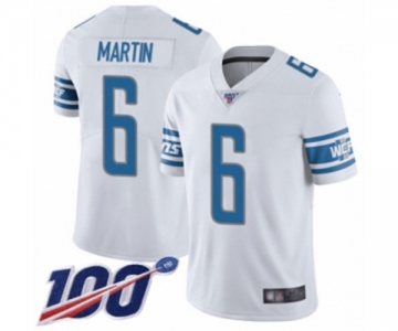 Men's Detroit Lions #6 Sam Martin White Vapor Untouchable Limited Player 100th Season Football Jersey