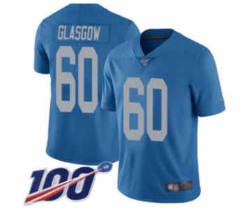 Men's Detroit Lions #60 Graham Glasgow Blue Alternate Vapor Untouchable Limited Player 100th Season Football Jersey