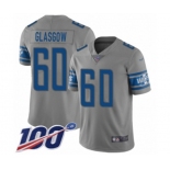 Men's Detroit Lions #60 Graham Glasgow Limited Gray Inverted Legend 100th Season Football Jersey