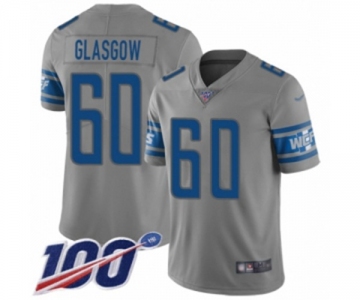 Men's Detroit Lions #60 Graham Glasgow Limited Gray Inverted Legend 100th Season Football Jersey