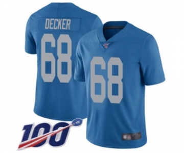 Men's Detroit Lions #68 Taylor Decker Blue Alternate Vapor Untouchable Limited Player 100th Season Football Jersey