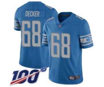 Men's Detroit Lions #68 Taylor Decker Blue Team Color Vapor Untouchable Limited Player 100th Season Football Jersey