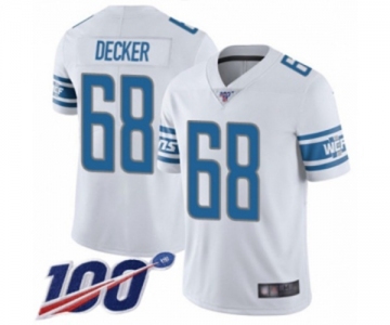 Men's Detroit Lions #68 Taylor Decker White Vapor Untouchable Limited Player 100th Season Football Jersey