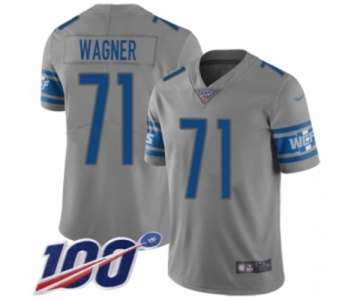 Men's Detroit Lions #71 Ricky Wagner Limited Gray Inverted Legend 100th Season Football Jersey