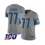 Men's Detroit Lions #77 Frank Ragnow Limited Gray Inverted Legend 100th Season Football Jersey