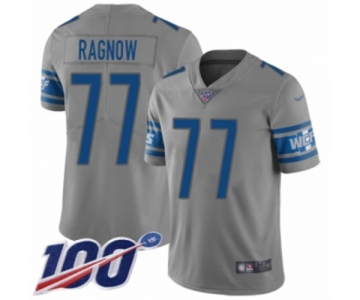 Men's Detroit Lions #77 Frank Ragnow Limited Gray Inverted Legend 100th Season Football Jersey