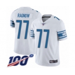 Men's Detroit Lions #77 Frank Ragnow White Vapor Untouchable Limited Player 100th Season Football Jersey