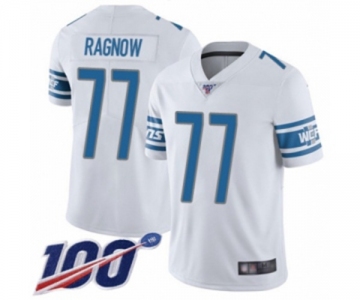 Men's Detroit Lions #77 Frank Ragnow White Vapor Untouchable Limited Player 100th Season Football Jersey