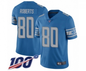 Men's Detroit Lions #80 Michael Roberts Blue Team Color Vapor Untouchable Limited Player 100th Season Football Jersey