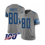 Men's Detroit Lions #80 Michael Roberts Limited Gray Inverted Legend 100th Season Football Jersey