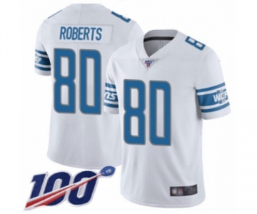 Men's Detroit Lions #80 Michael Roberts White Vapor Untouchable Limited Player 100th Season Football Jersey