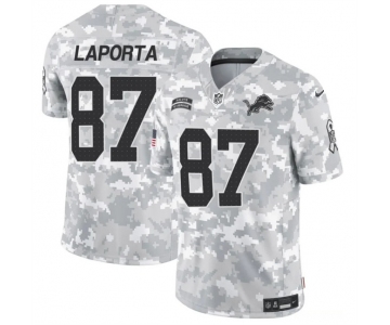 Men's Detroit Lions #87 Sam LaPorta 2024 F.U.S.E Arctic Camo Salute To Service Limited Stitched Football Jersey