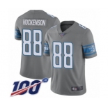 Men's Detroit Lions #88 T.J. Hockenson Limited Steel Rush Vapor Untouchable 100th Season Football Jersey