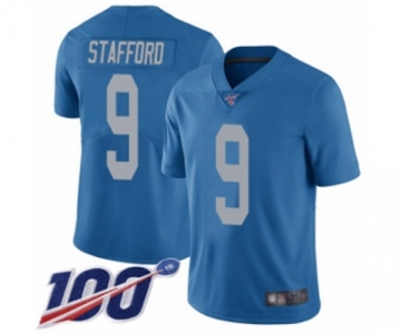 Men's Detroit Lions #9 Matthew Stafford Blue Alternate Vapor Untouchable Limited Player 100th Season Football Jersey