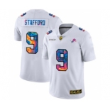 Men's Detroit Lions #9 Matthew Stafford White Multi-Color 2020 Football Crucial Catch Limited Football Jersey