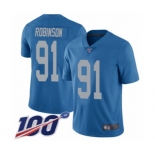 Men's Detroit Lions #91 A'Shawn Robinson Blue Alternate Vapor Untouchable Limited Player 100th Season Football Jersey