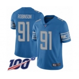 Men's Detroit Lions #91 A'Shawn Robinson Blue Team Color Vapor Untouchable Limited Player 100th Season Football Jersey