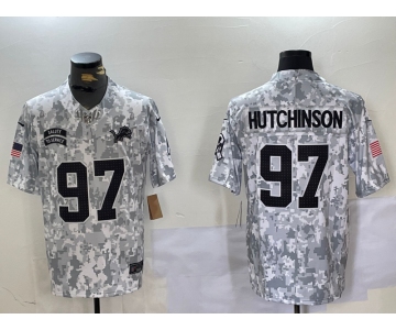 Men's Detroit Lions #97 Aidan Hutchinson 2024 Arctic Camo Salute To Service Limited Stitched Football Jersey