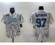 Men's Detroit Lions #97 Aidan Hutchinson 2024 Arctic Camo Salute To Service Stitched Baseball Jersey