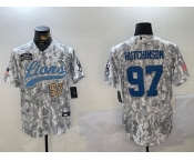 Men's Detroit Lions #97 Aidan Hutchinson 2024 Arctic Camo Salute To Service Stitched Baseball Jerseys