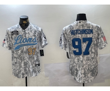 Men's Detroit Lions #97 Aidan Hutchinson 2024 Arctic Camo Salute To Service Stitched Baseball Jerseys