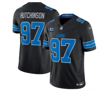 Men's Detroit Lions #97 Aidan Hutchinson Black 2024 F.U.S.E. With 1-Star C Patch 2nd Alternate Vapor Limited Stitched Jersey