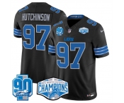 Men's Detroit Lions #97 Aidan Hutchinson Black 2024 NFC North Champions 90th Anniversary Patch F.U.S.E. Vapor Limited Stitched Jersey