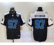 Men's Detroit Lions #97 Aidan Hutchinson Black White F.U.S.E. 2024 Michigan Patch Vapor Limited Stitched Jersey