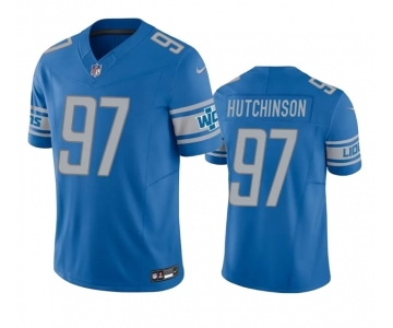 Men's Detroit Lions #97 Aidan Hutchinson Blue 2023 F.U.S.E. Vapor Untouchable Limited Stitched Jersey