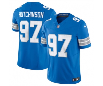 Men's Detroit Lions #97 Aidan Hutchinson Blue 2024 F.U.S.E. Vapor Limited Stitched Jersey