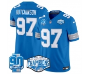 Men's Detroit Lions #97 Aidan Hutchinson Blue 2024 NFC North Champions 90th Anniversary Patch F.U.S.E. Vapor Limited Stitched Jersey