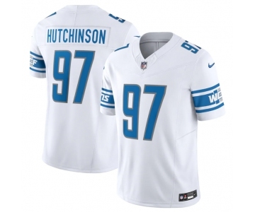 Men's Detroit Lions #97 Aidan Hutchinson White 2023 F.U.S.E. Vapor Untouchable Limited Stitched Jersey