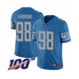 Men's Detroit Lions #98 Damon Harrison Blue Team Color Vapor Untouchable Limited Player 100th Season Football Jersey