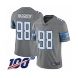 Men's Detroit Lions #98 Damon Harrison Limited Steel Rush Vapor Untouchable 100th Season Football Jersey