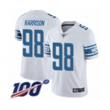 Men's Detroit Lions #98 Damon Harrison White Vapor Untouchable Limited Player 100th Season Football Jersey