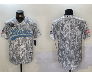 Men's Detroit Lions Blank 2024 Arctic Camo Salute To Service Stitched Baseball Jersey