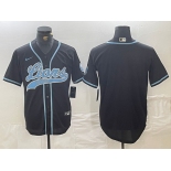 Men's Detroit Lions Blank Black Cool Base Stitched Baseball Jersey