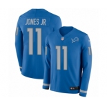 Men's Nike Detroit Lions #11 Marvin Jones Jr Limited Blue Therma Long Sleeve NFL Jersey