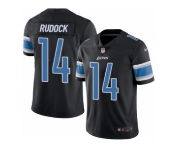 Men's Nike Detroit Lions #14 Jake Rudock Limited Black Rush NFL Jersey