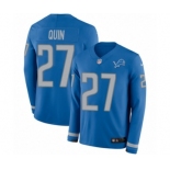 Men's Nike Detroit Lions #27 Glover Quin Limited Blue Therma Long Sleeve NFL Jersey