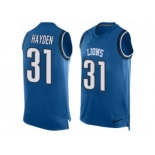 Men's Nike Detroit Lions #31 D.J. Hayden Limited Light Blue Player Name & Number Tank Top NFL Jersey